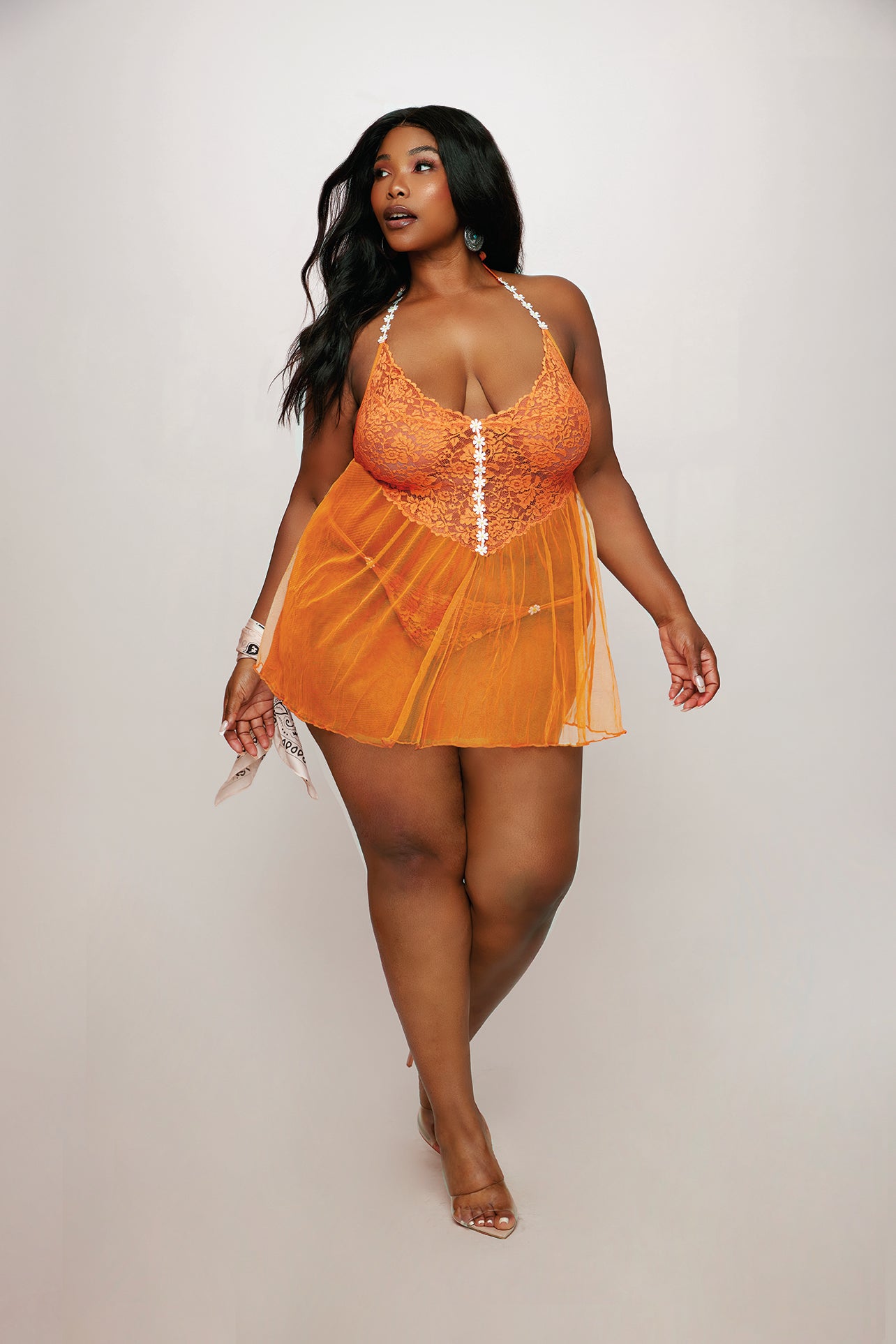 DG12998X Sexy Dreamgirl Floral Lace Plus Size Babydoll