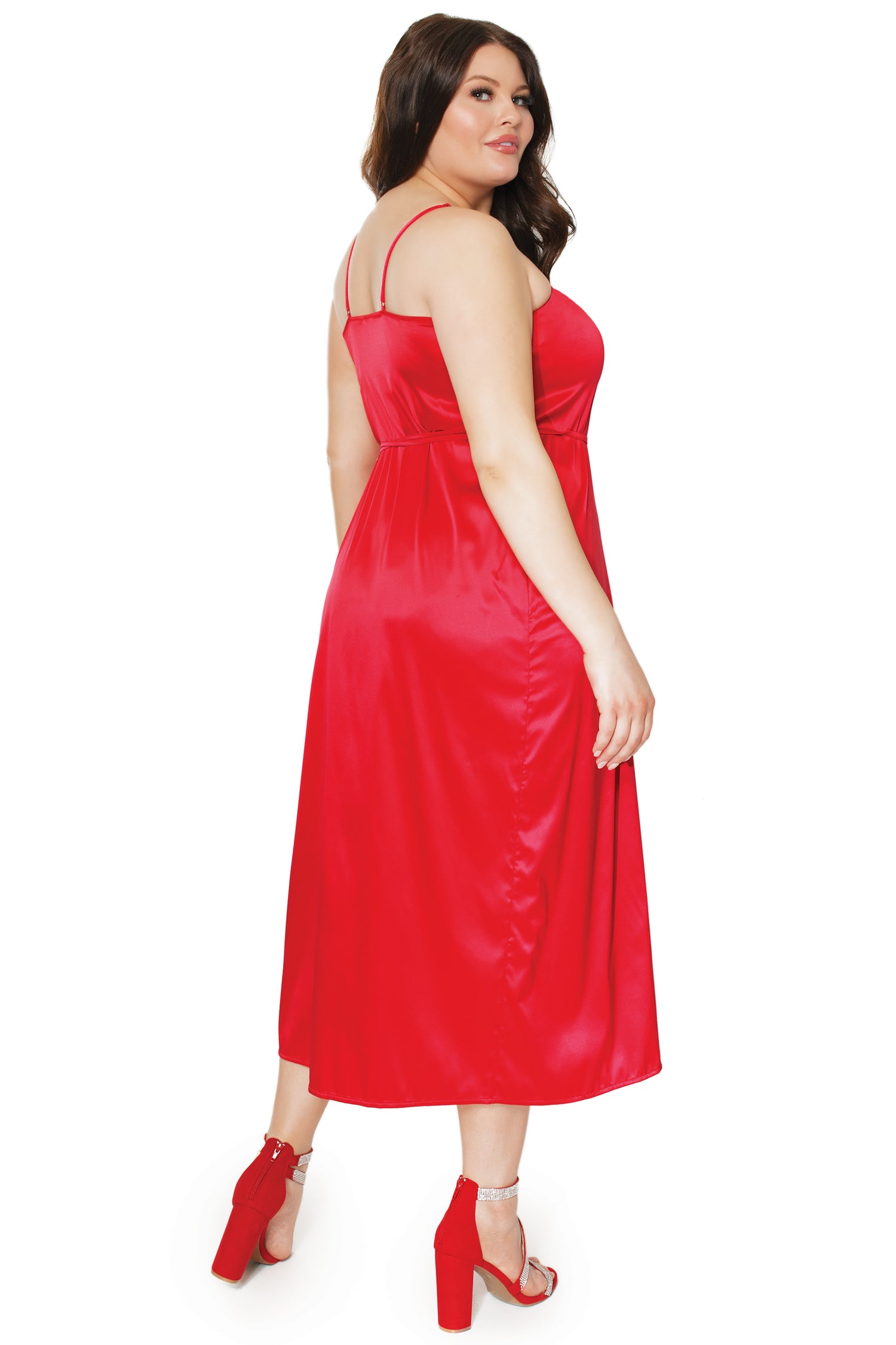 CQ21302 Vestido de envoltura de talla grande Red Coquette