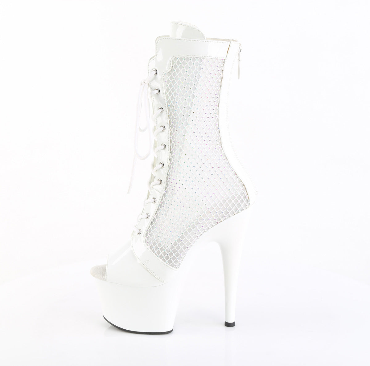 White 7 Inch Exotic Dancing Ankle Boots - Pleaser ADORE-1048RSNT