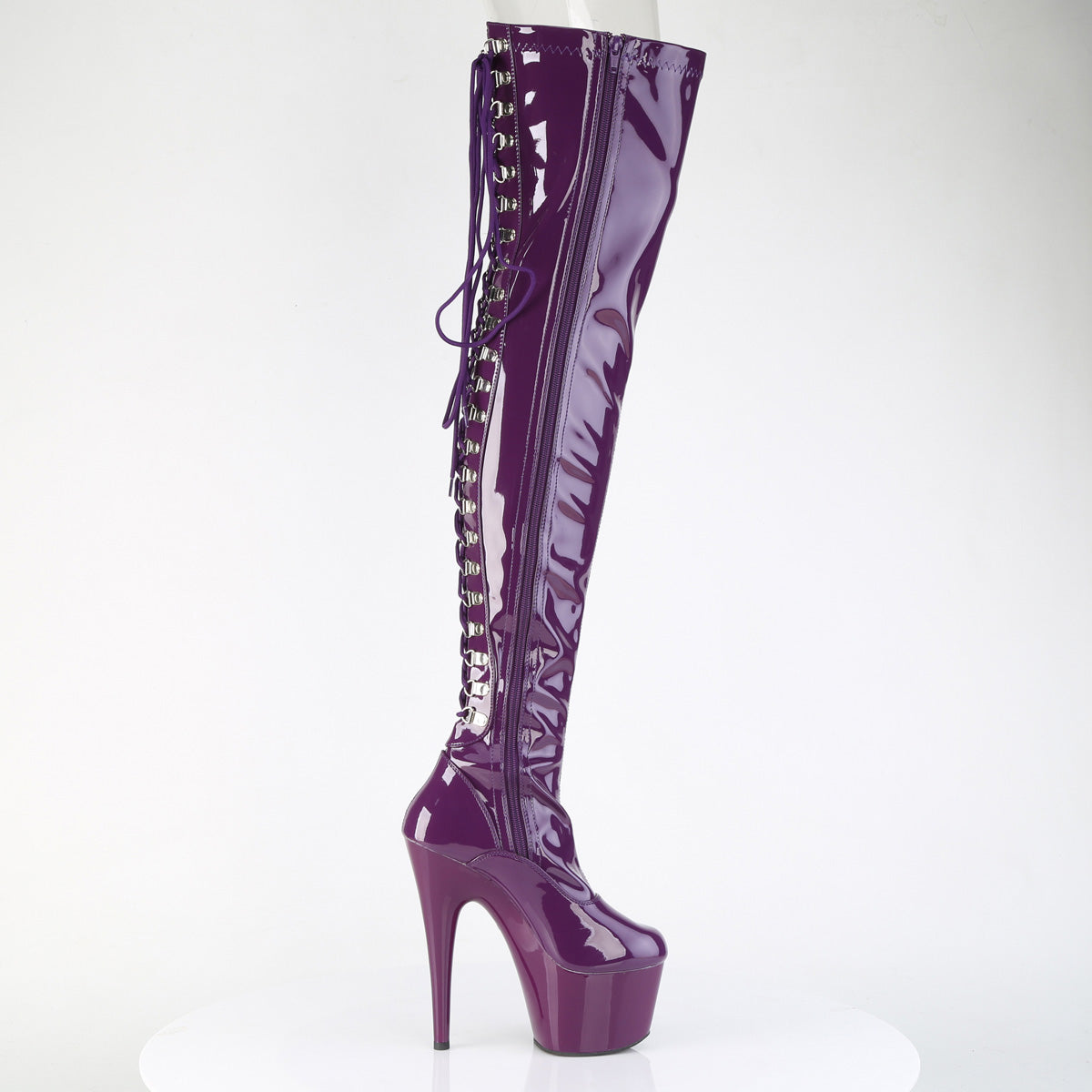 ADORE-3063 Pleaser Lace Up Back Thigh High Platform Boots