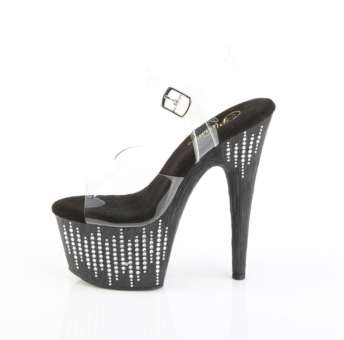 Clear Black 7 Inch Pole Heels Platform Shoes - Pleaser ADORE-708WFRS