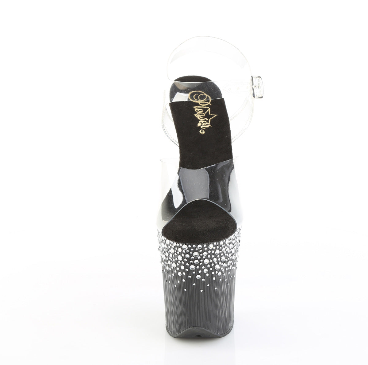 Clear Black 8 Inch Sexy Platform Pole Heels - Pleaser FLAMINGO-808SPKL-02
