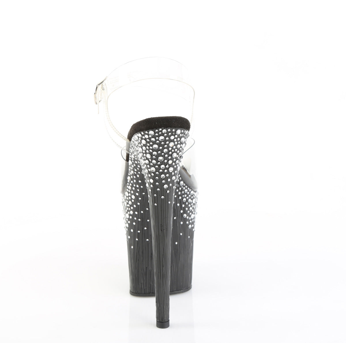 Clear Black 8 Inch Sexy Platform Pole Heels - Pleaser FLAMINGO-808SPKL-02