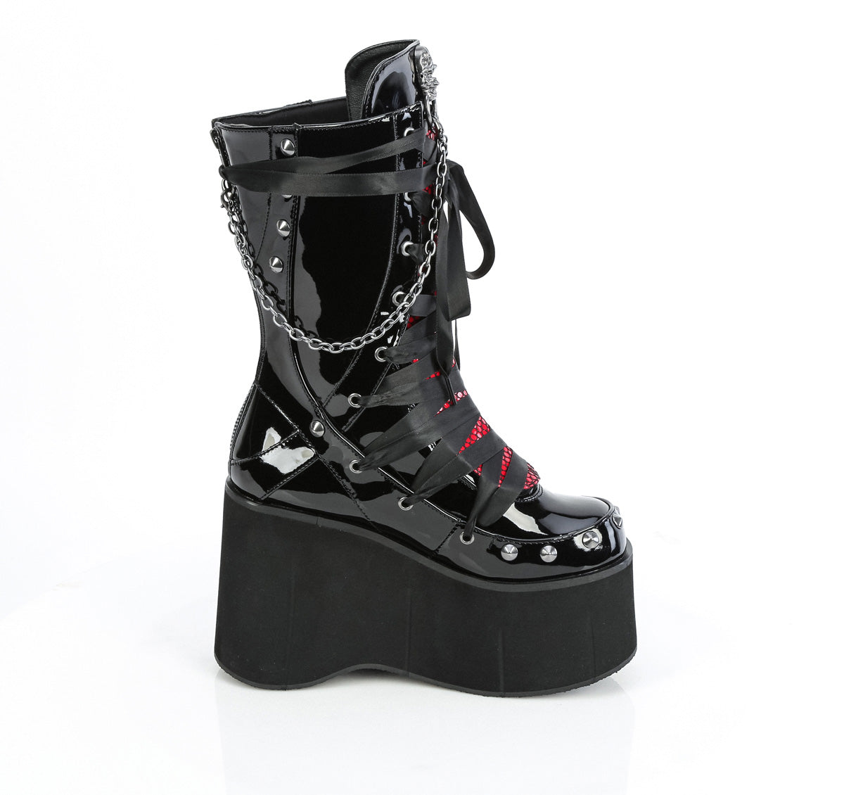 Black Alternative Knee High Boots - Demonia Cult KERA-121