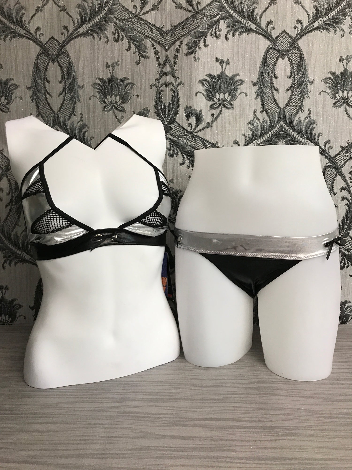 RV-OW812 Black and Silver Lingerie Bikini Set