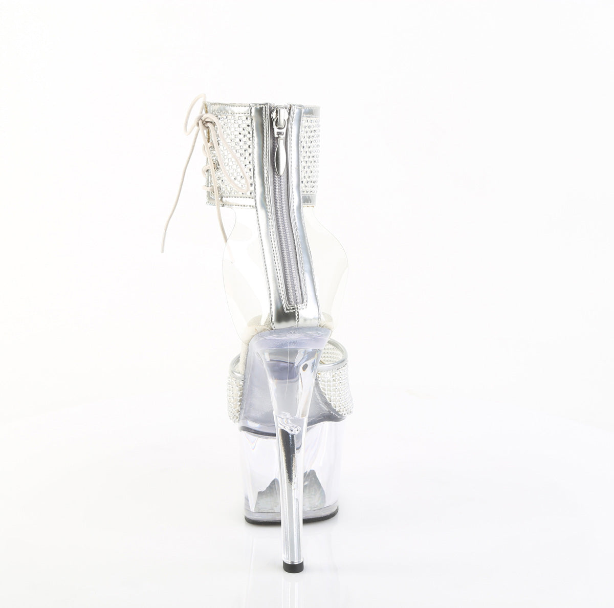 Silver & Clear 7 Inch Platform Pole Platform Shoes - Pleaser SKY-324PREM-RSNT