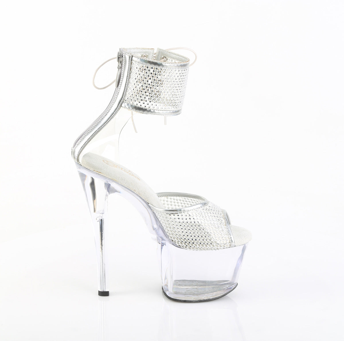 Silver & Clear 7 Inch Platform Pole Platform Shoes - Pleaser SKY-324PREM-RSNT