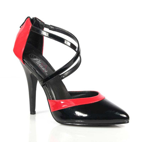 SEDUCE-408 Black and Red Pumps with Ankle Straps