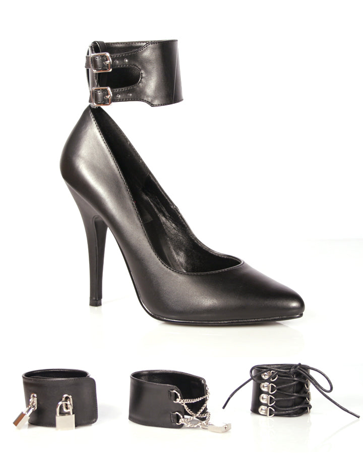 SEDUCE-434 Black Fetish High Heels with Ankle Cuffs