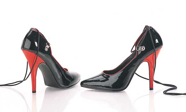 SEDUCE-445 Black Sexy Shoes with Red Heels and Laces