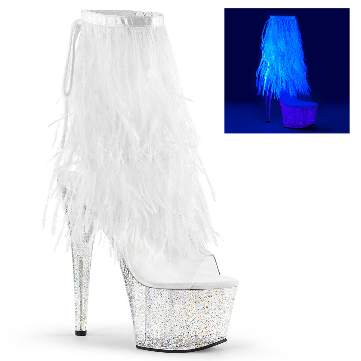 White 7 Inch Exotic Dancer Ankle Boots - Pleaser ADORE-1017MFF