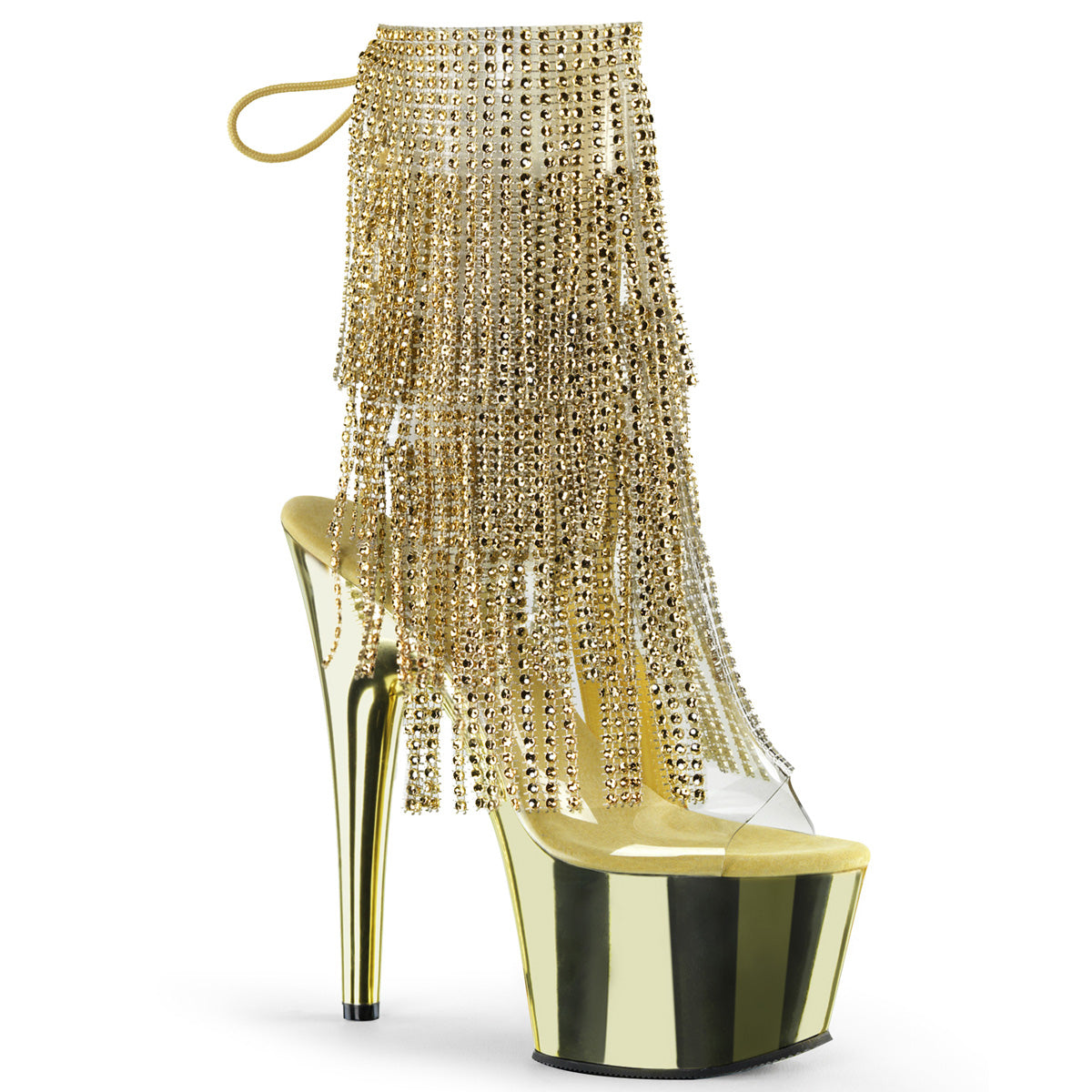 Gold 7 Inch Pole Dancer Ankle Boots - Pleaser ADORE-1017RSF