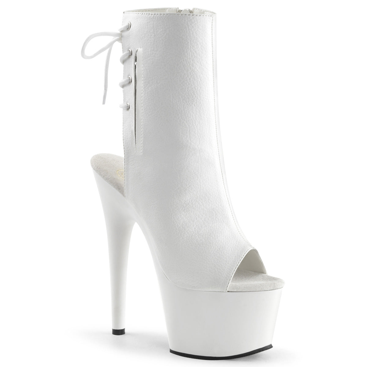 White 7 Inch Fetish Pole Ankle Boots - Pleaser ADORE-1018