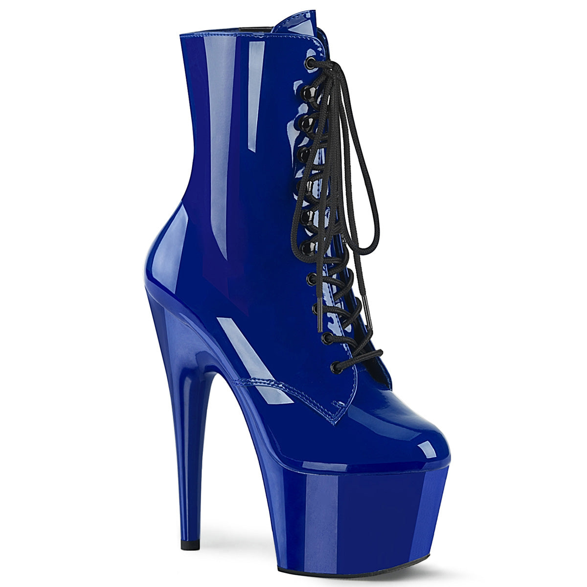 Adore-1020 Pleasers Royal Blue Patent Lace Up Boots de tobillo
