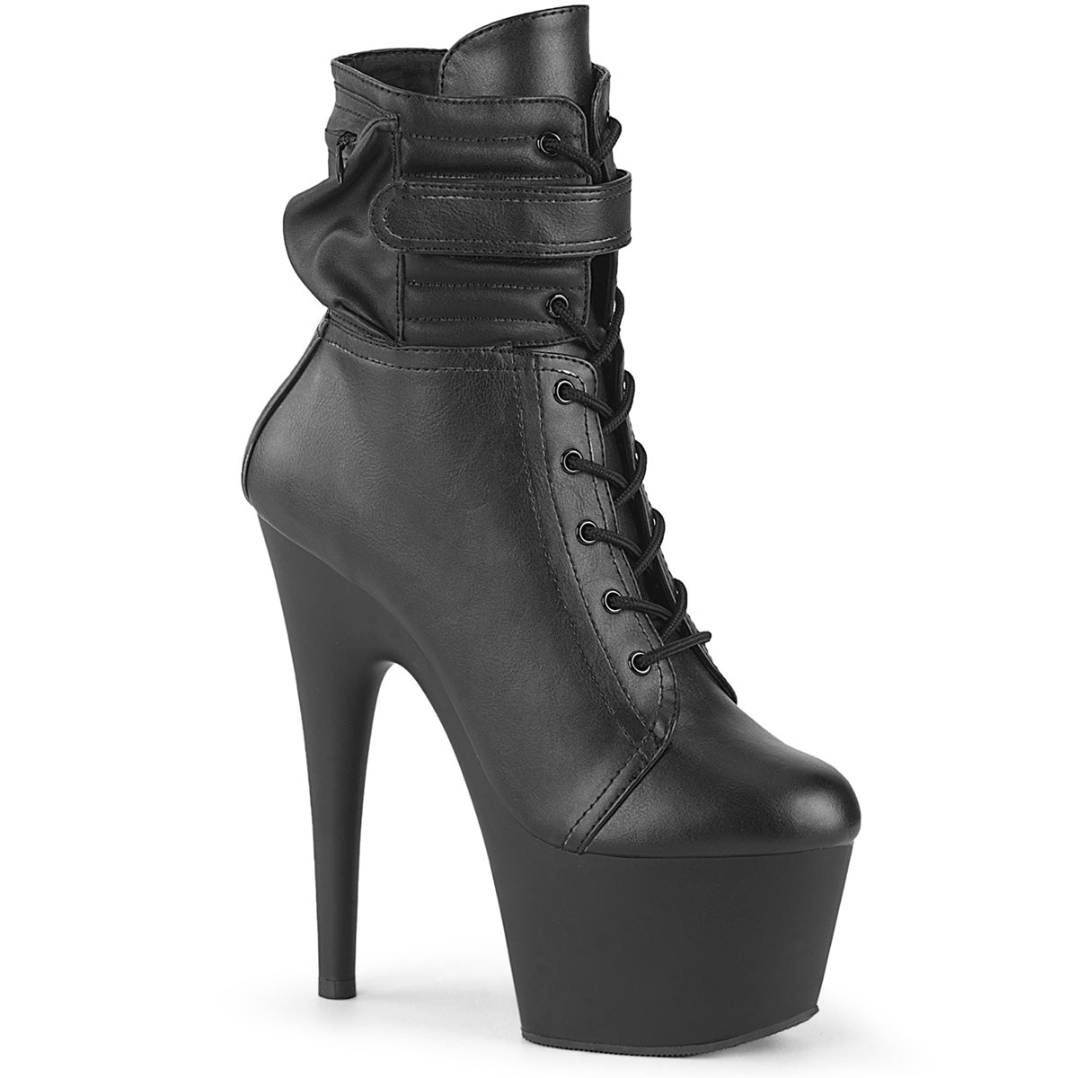 Adore-1020 Pouch Pleaser Plataformas de cuero de imitación negra botas de tobillo