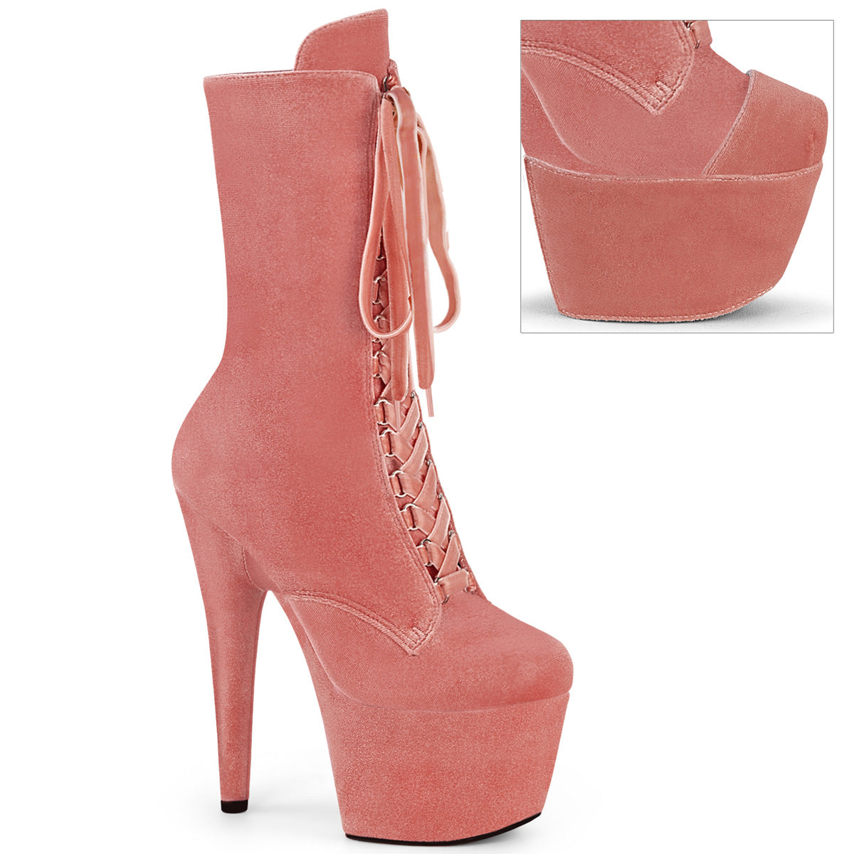 Adore-1045 Veler Pleaser Sexy Dusty Pink Velvet Pole Dance Botas