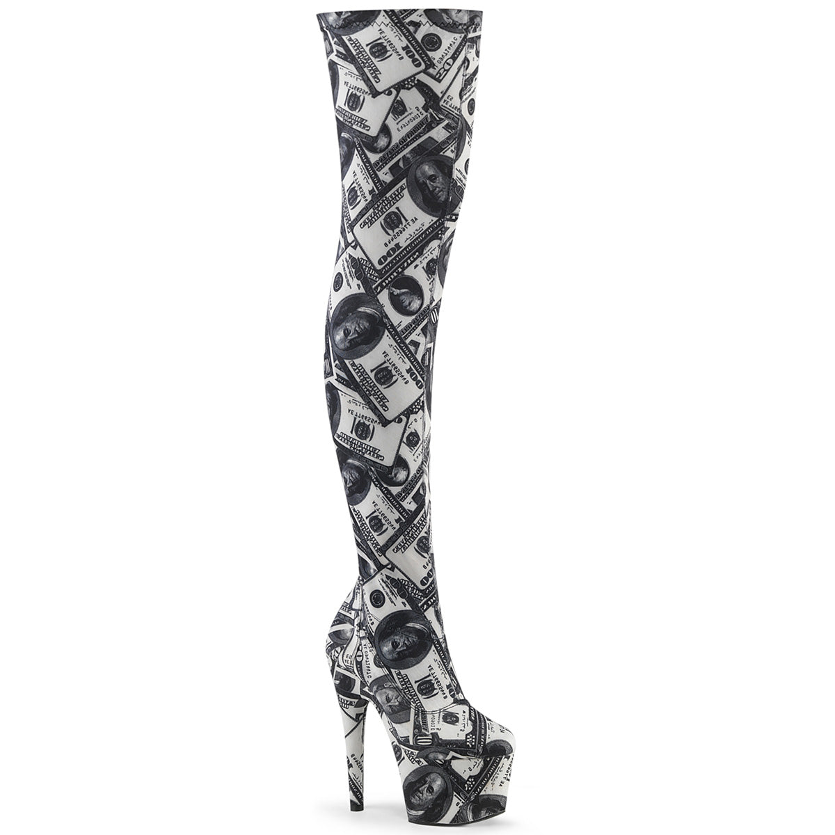 White 7 Inch Pole Dancing Thigh Boots - Pleaser ADORE-3000DP