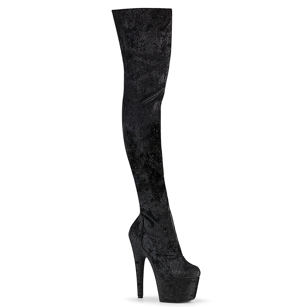 Black Fabric 7 Inch Sexy Thigh Boots - Pleaser ADORE-3000WR