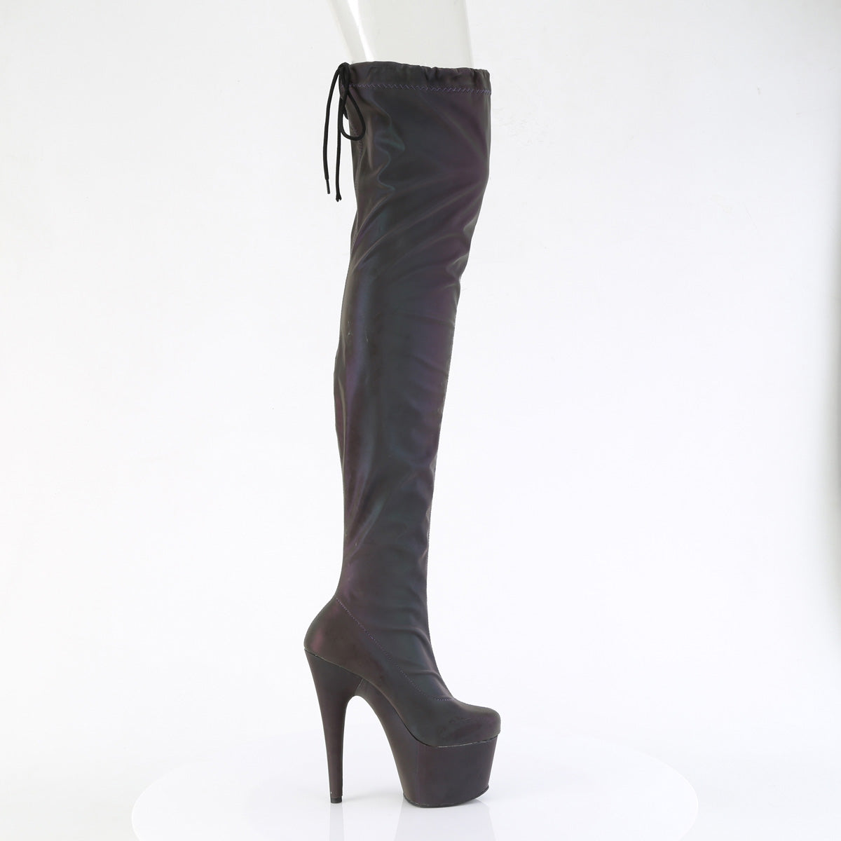Green Purple 7 Inch Fetish Platform Thigh Boots - Pleaser ADORE-3008REFL