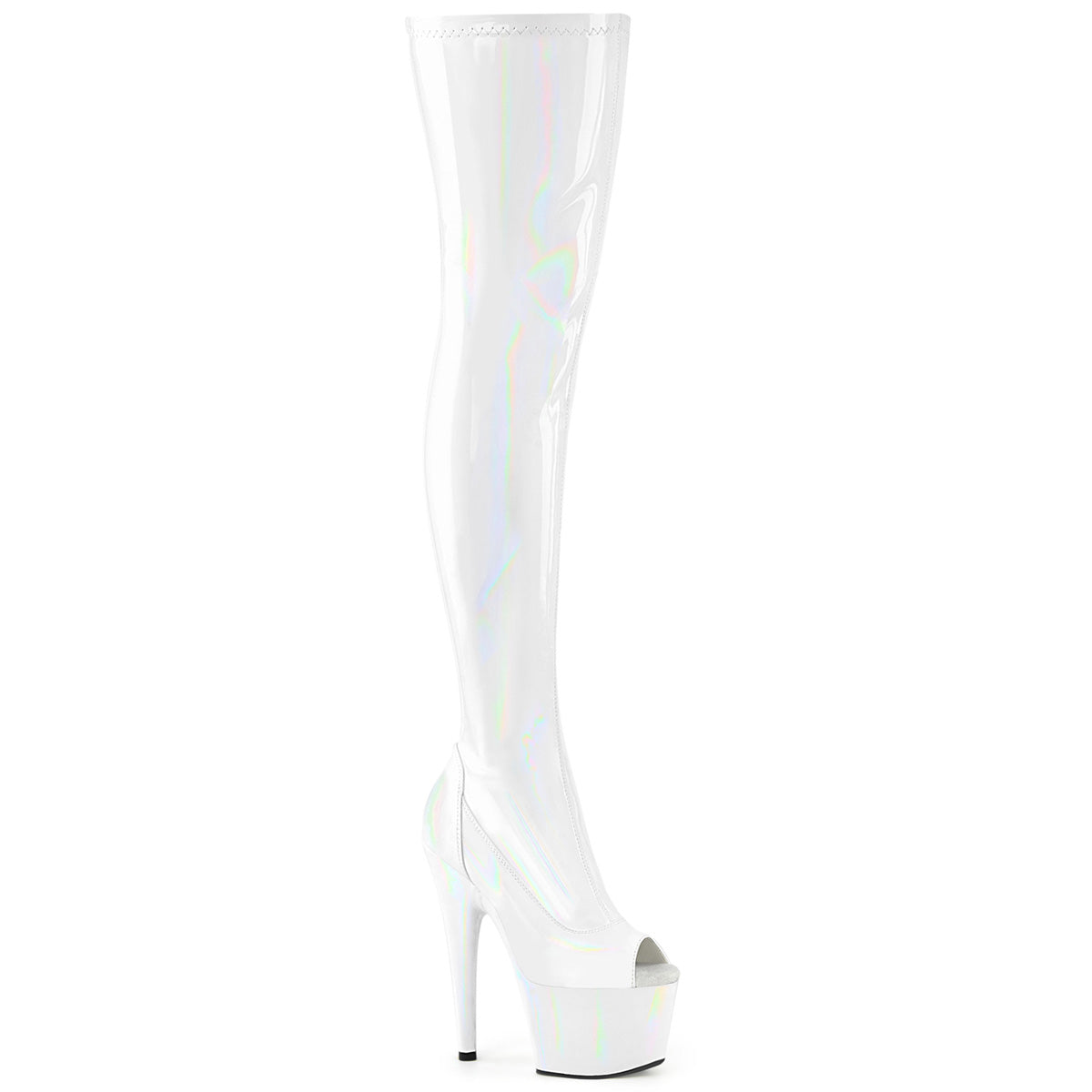 White 7 Inch Platform Sexy Thigh Boots - Pleaser ADORE-3011HWR