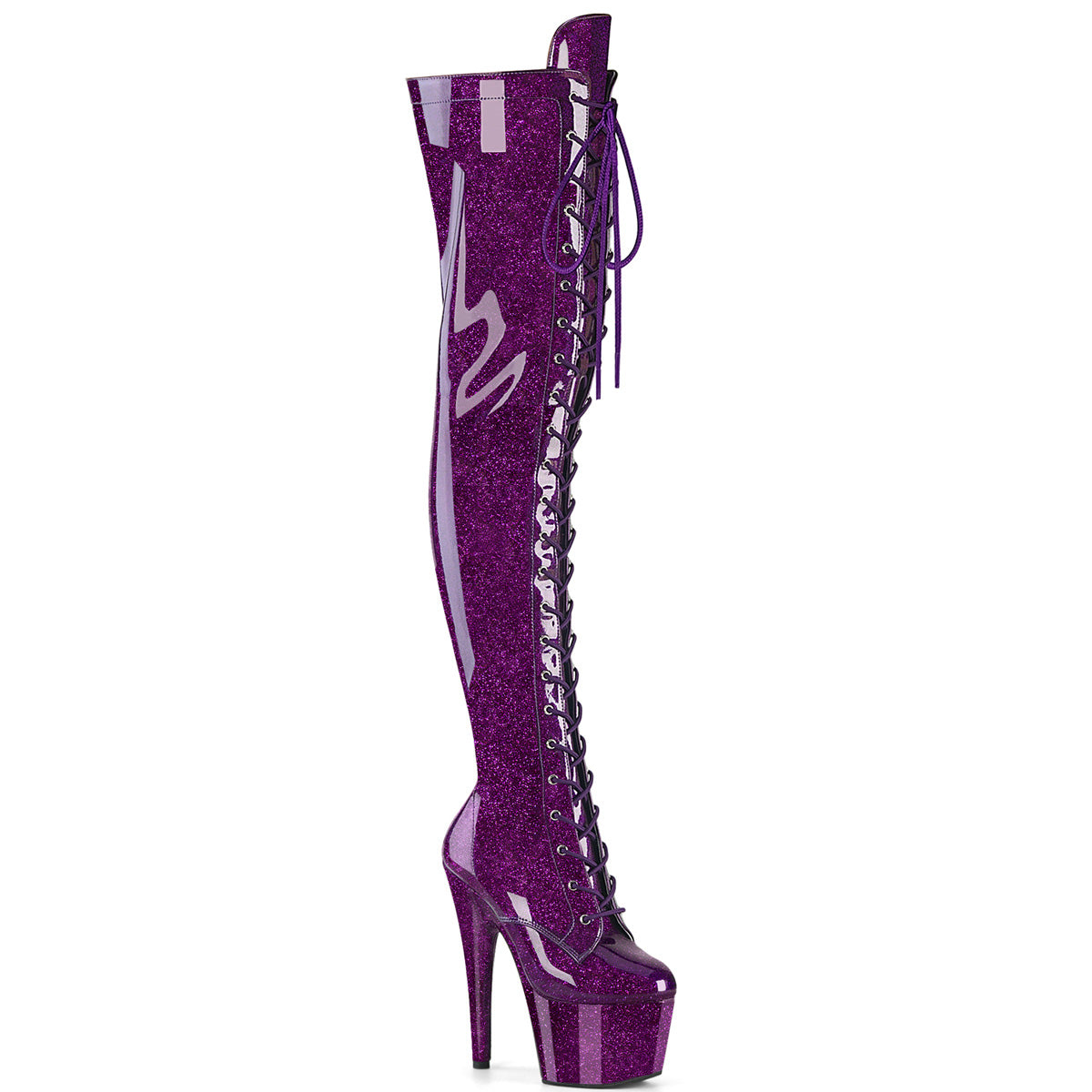 Purple Glitter 7 Inch Exotic Dancer Thigh Boots - Pleaser ADORE-3020GP