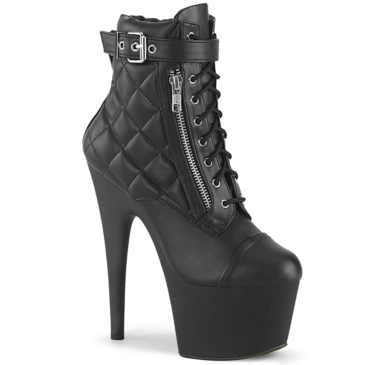 Adore-700-05 Pleaser Black Faux Leather Exotic Dancing Toble Botas