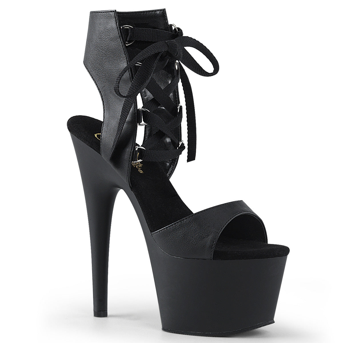 Adore-700-14 Pleaser Black Faux Exotic Exotic Tancing Crace Up High каблуки