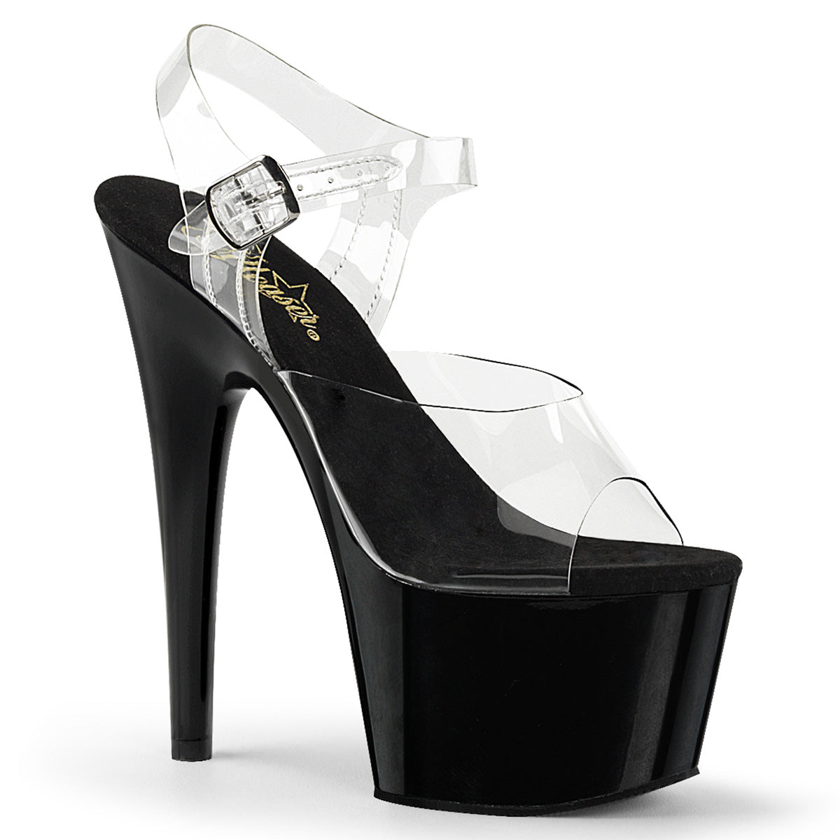 Clear Black 7 Inch Pole Dancer Platform Shoes - Pleaser ADORE-708