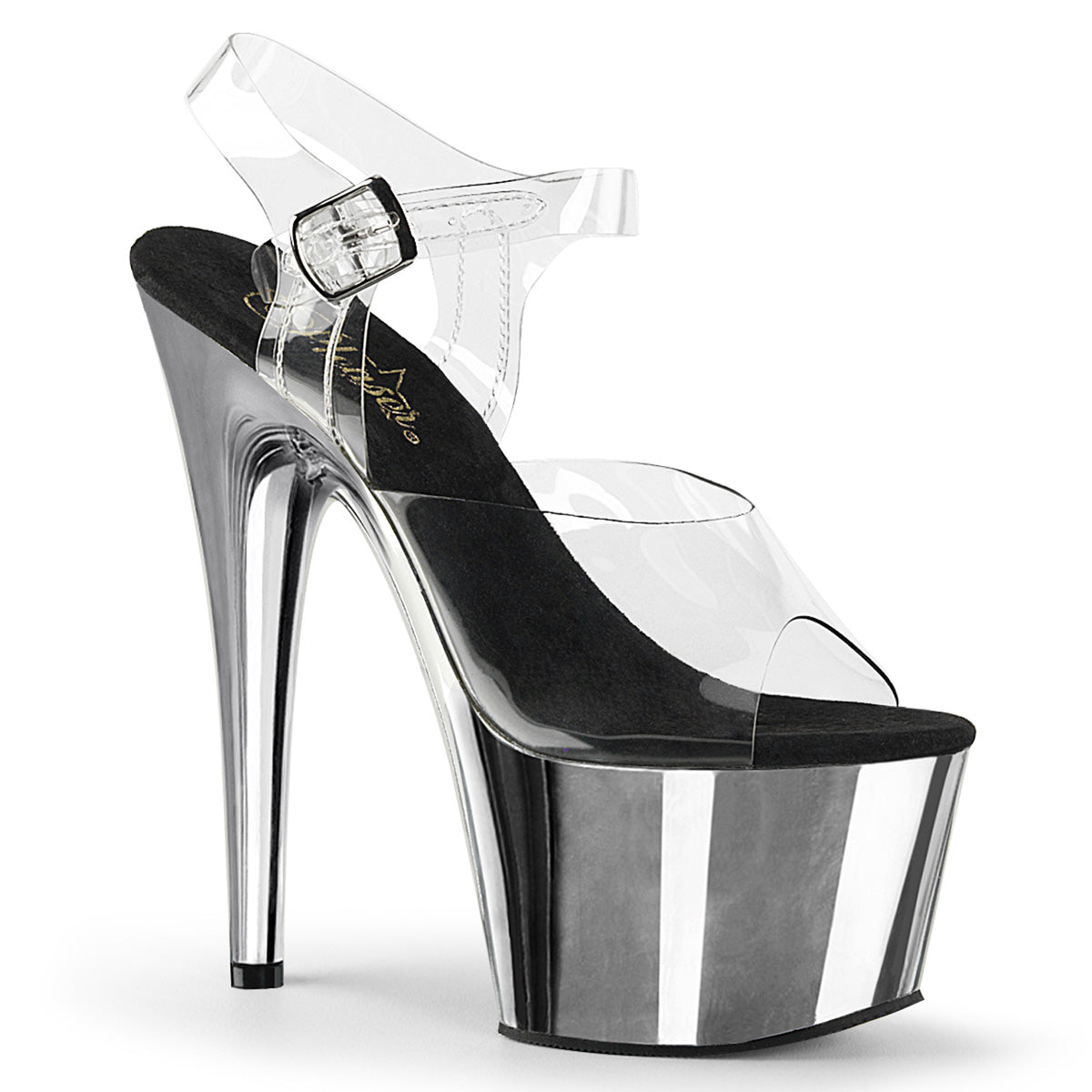 Silver Chrome 7 Inch Exotic Dancer Platform Shoes - Pleaser ADORE-708
