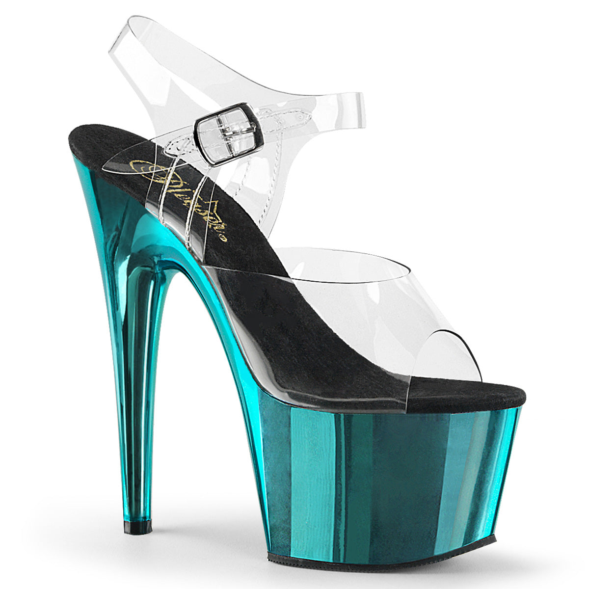ADORE-708 Pleaser Turquoise Chrome Platform Heels