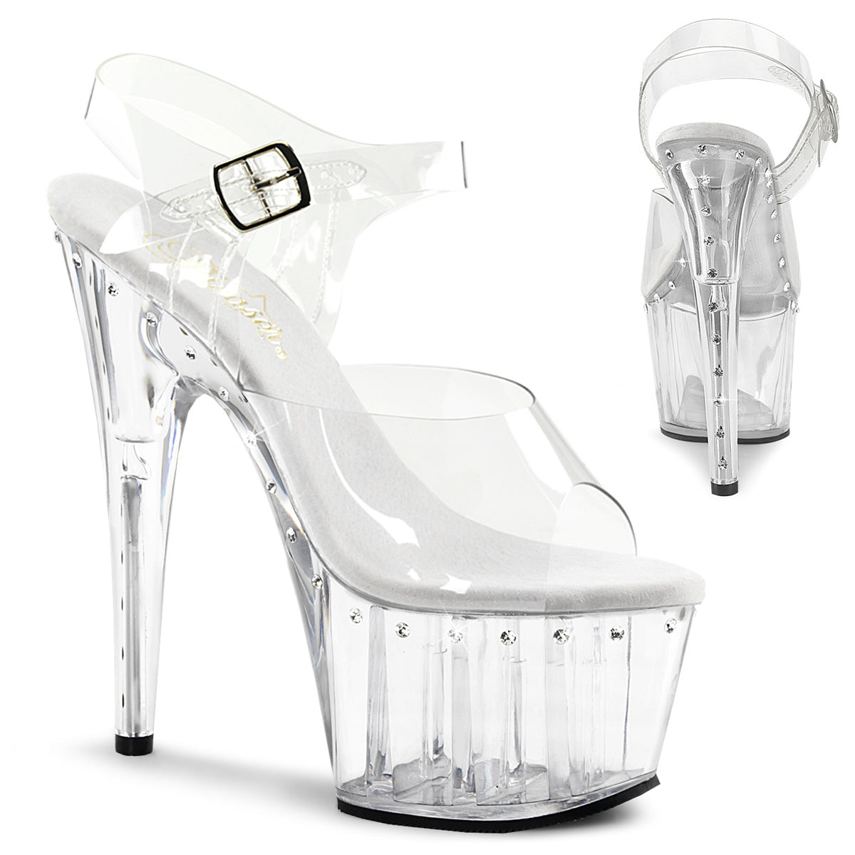 Adore-708LS Pleasers de 7 pulgadas Tacón transparente Pole Dancing Toble Zapatos