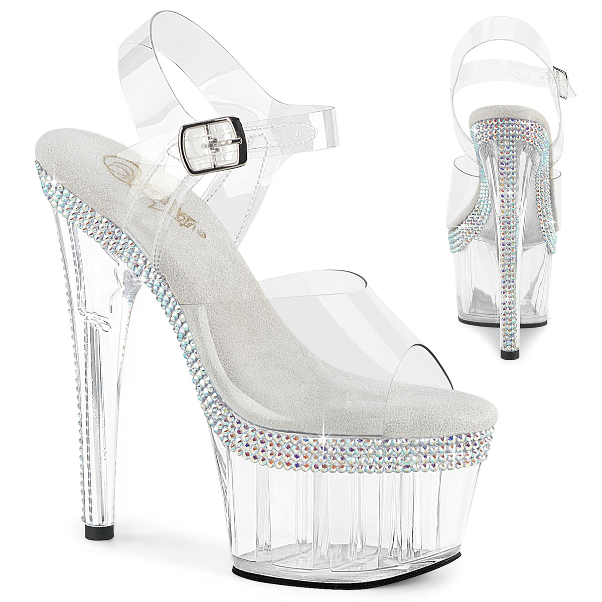 Clear 7 Inch Pole Heels Platform Shoes - Pleaser ADORE-708MLS