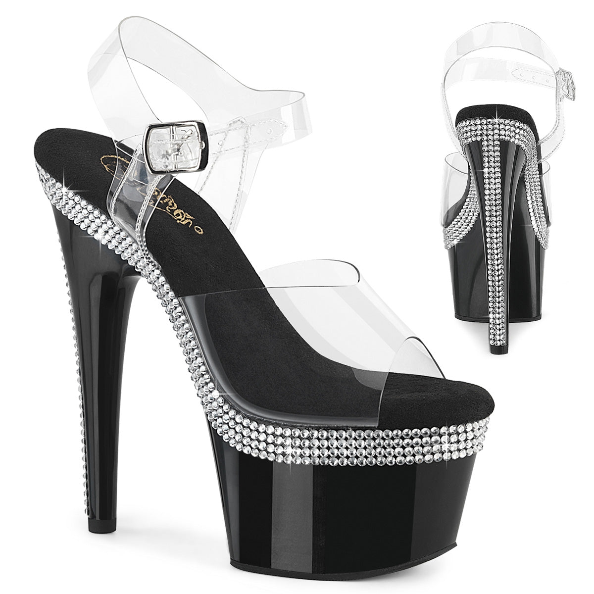 Clear Black 7 Inch Exotic Dancing Platform Shoes - Pleaser ADORE-708MLS