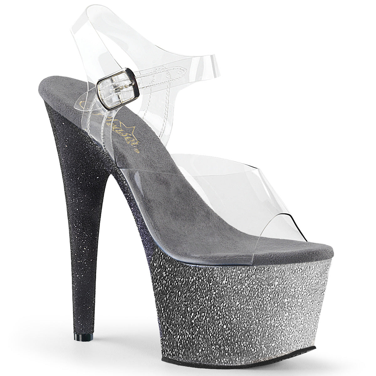 Clear Silver 7 Inch Pole Dance Platform Shoes - Pleaser ADORE-708OMBRE