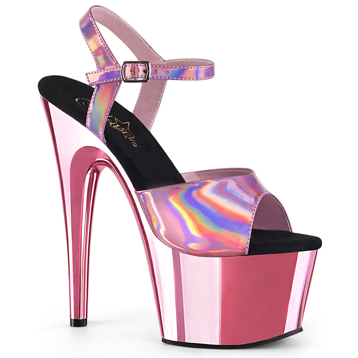Baby Pink Holo 7 Inch Fetish Pole Dancing Heels - Pleaser ADORE-709HGCH