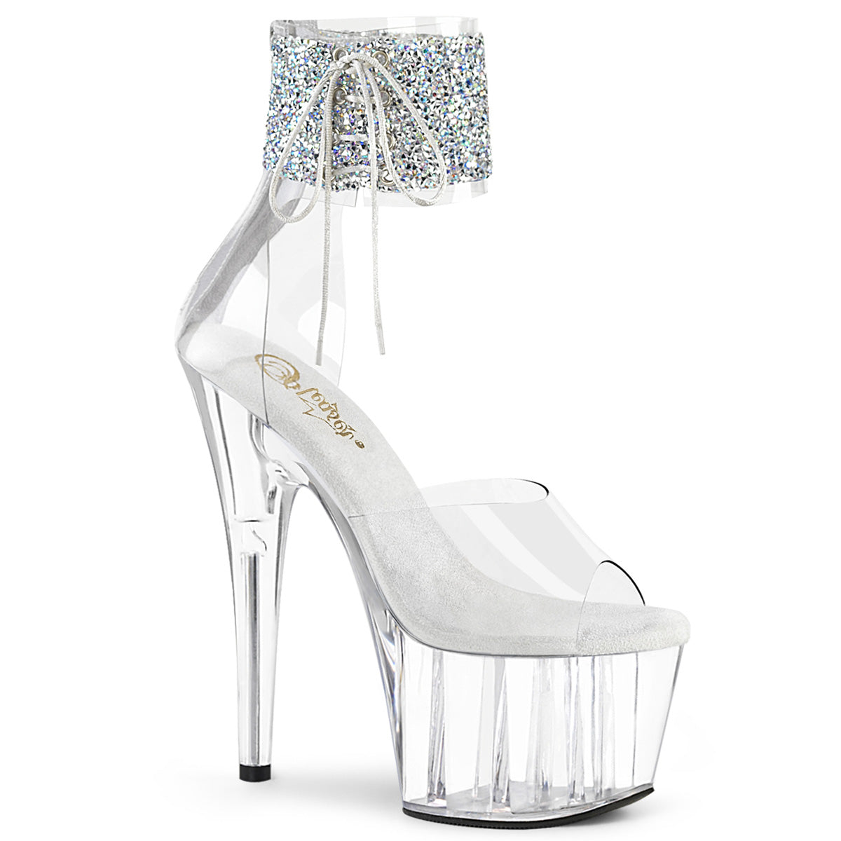 Adore-724RS-02 Pleasers Platform Clear Platform Exotic Dancing Bling Bling Toble Heels