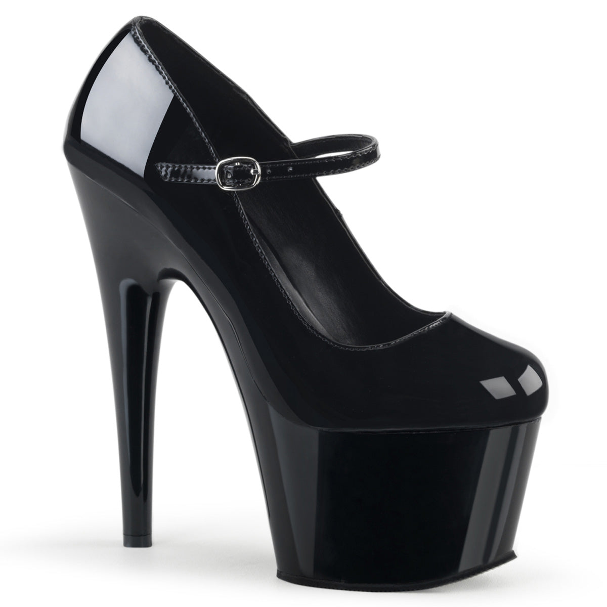 Black 7 Inch Pole Heels Platform Shoes - Pleaser ADORE-787