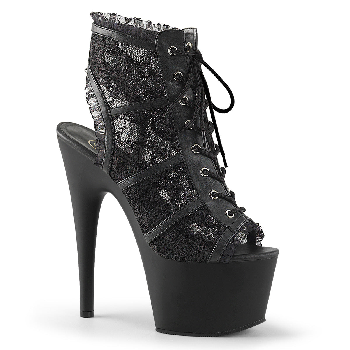 Adore-796LC Pleaser 7-дюймовый каблук черный шнурок