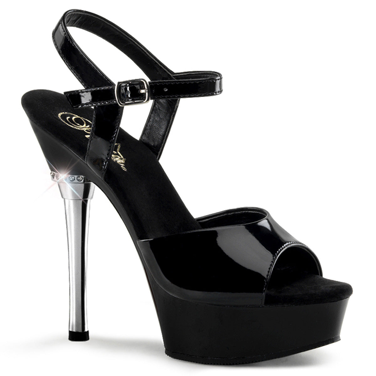 Black 5.5 Inch Pole Heels Platform Shoes - Pleaser ALLURE-609