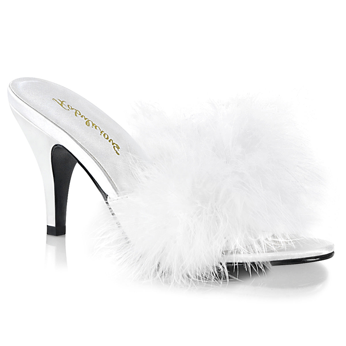 White 3 Inch Bedroom Shoes - Fabulicious AMOUR-03