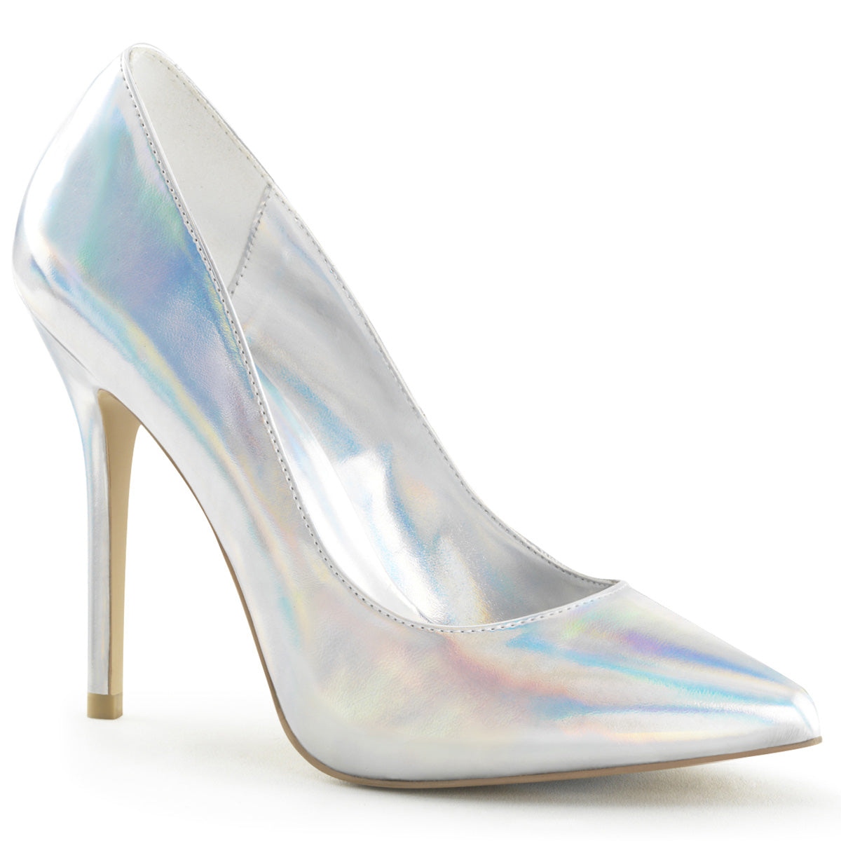 Silver Holo 5 Inch Submissive Single Sole Shoes - Pleaser AMUSE-20
