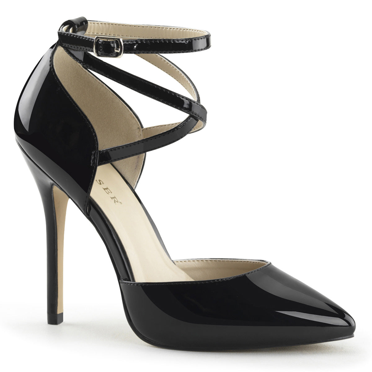 Black 5 Inch Erotic Single Sole Shoes - Pleaser AMUSE-25