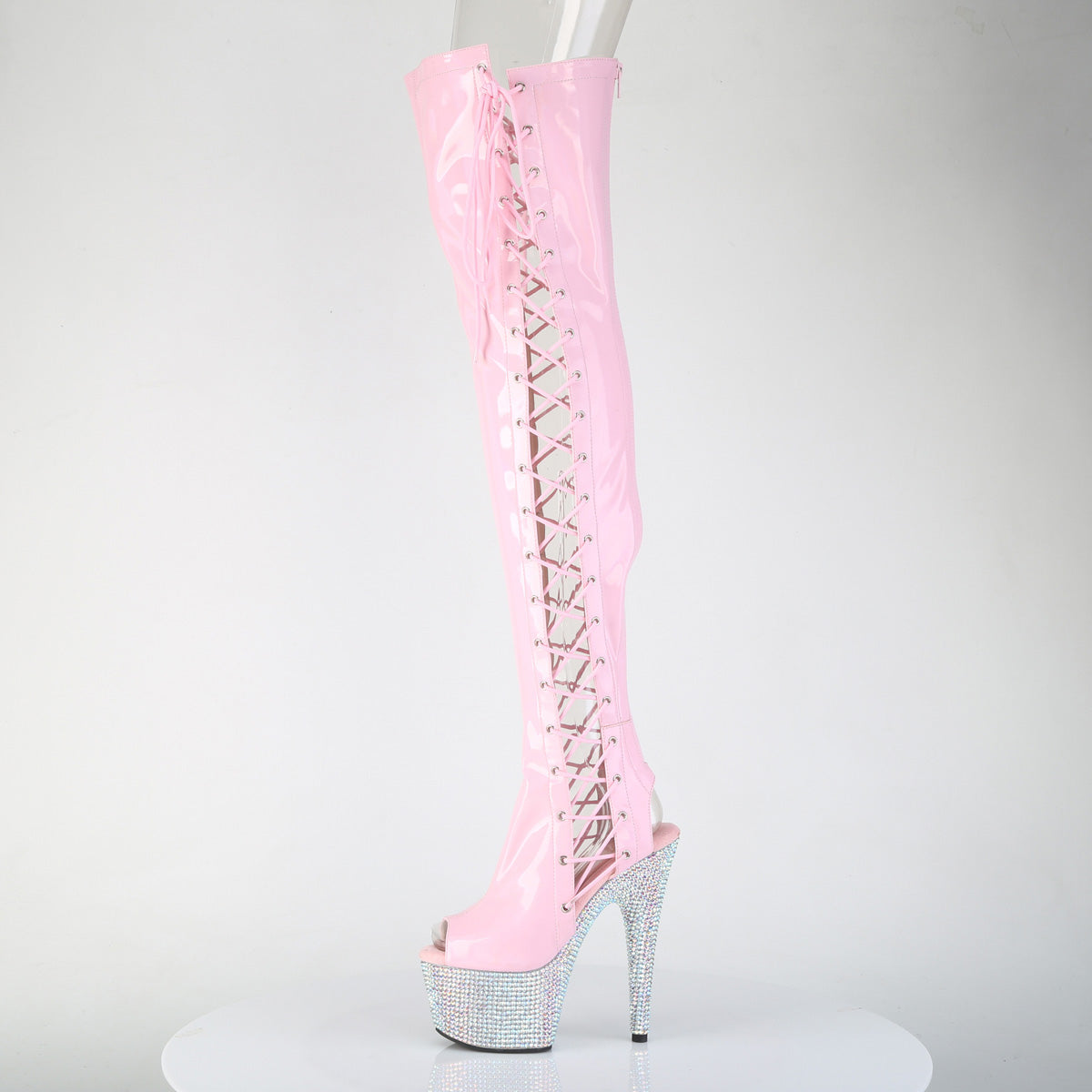 Pleaser BEJEWELED-3052HG-7 Open Toe Thigh Boots