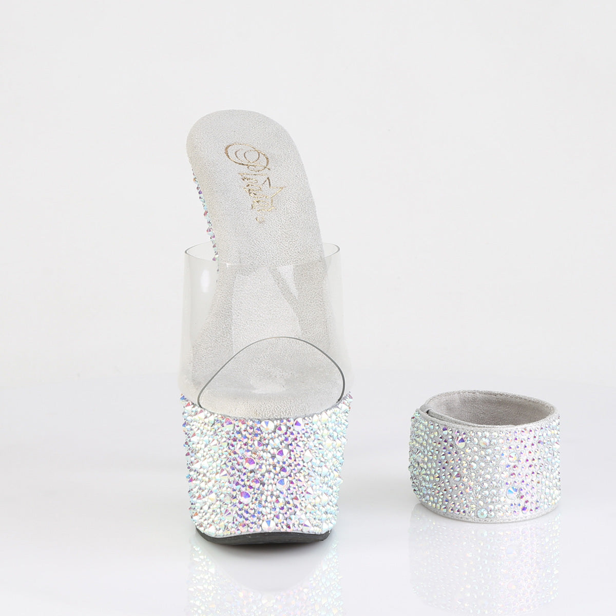 bejeweled 712ms pleaser footwear clear silver