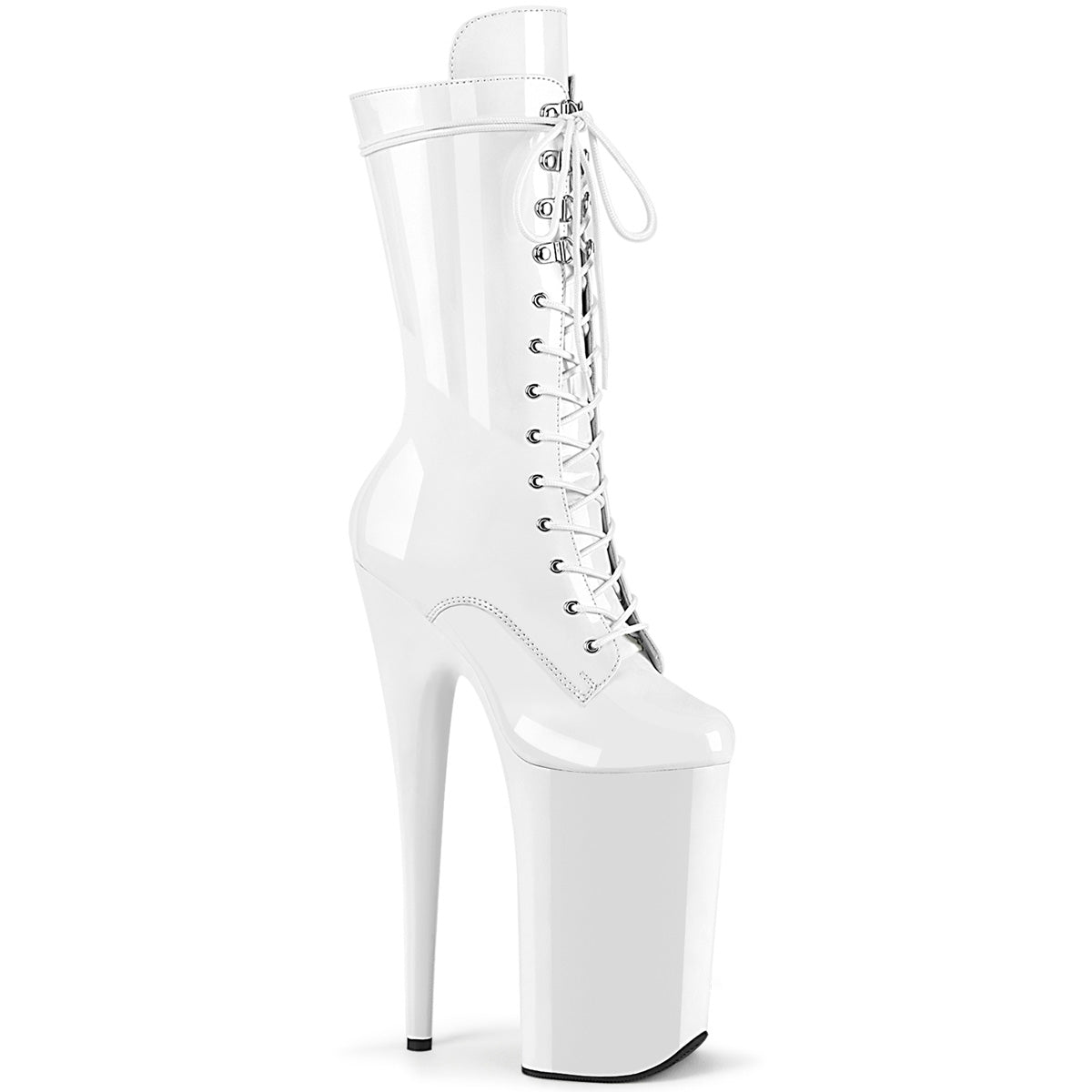 White 10 Inch Statement Ankle Boots - Pleaser BEYOND-1050