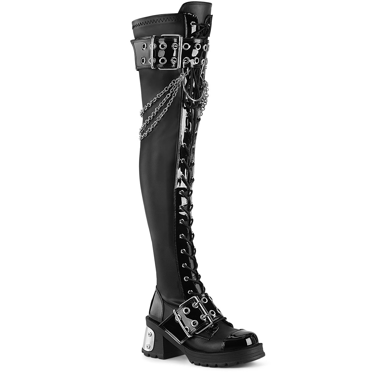 Bratty-304 Demoniacult alternativo calzado con las botas sobre la rodilla