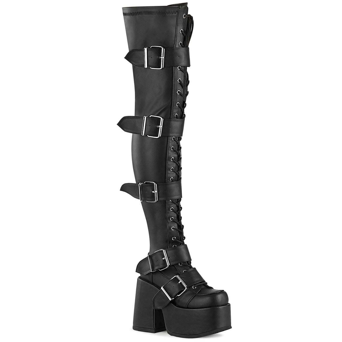 Black Vegan 5 Inch Alternative Women's Over-the-Knee Boots - Demonia Cult CAMEL-305