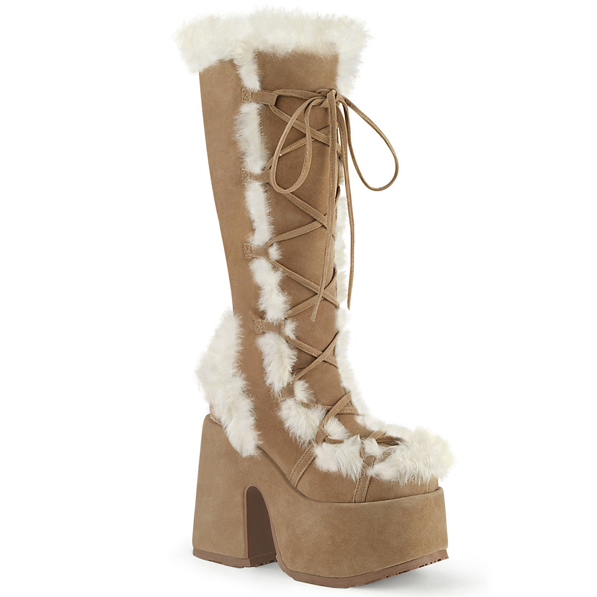 Camel 5 Inch Alternative Knee High Boots - Demonia Cult CAMEL-311
