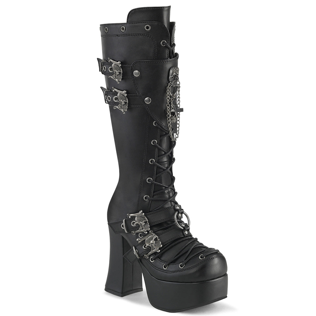CHARADE-230 Demonia Edgy Chunky Knee High Boots