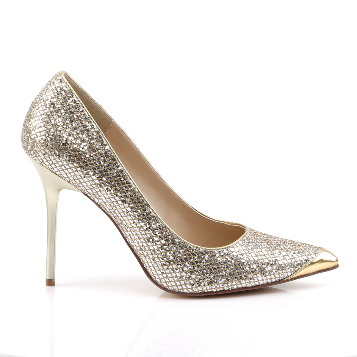 CLASSIQUE-20 Pleasers 4" Heel Gold Glittery Fetish Footwear